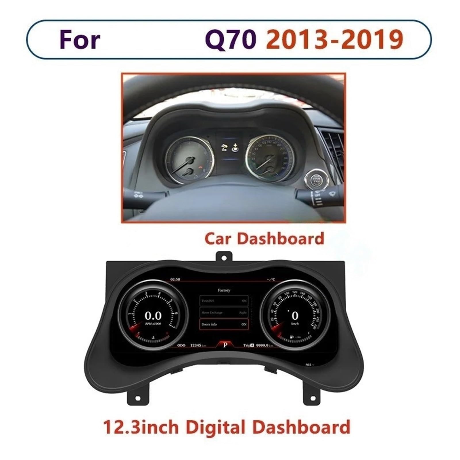 Panel de instrumentos digital LCD con velocímetro y panel de instrumentos compatible con Infiniti Q70 2013-2019.