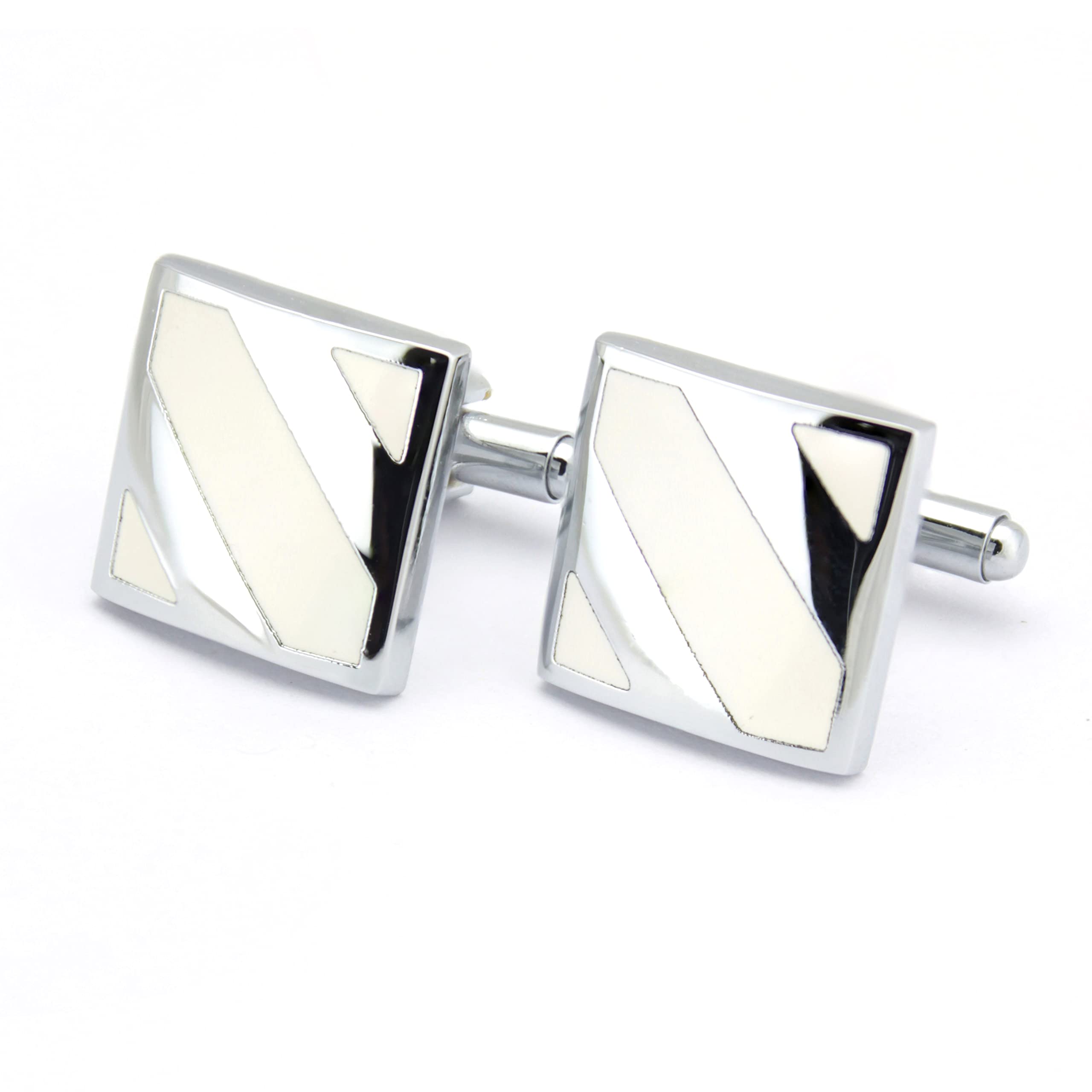 Kavove The Striped Link Cream & Silver Cufflink For Men (B0B9VBF4YZ) Amazon Price History, Amazon Price Tracker