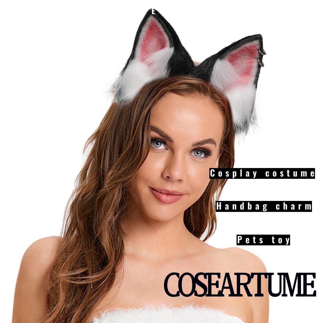 Amazon.com: COSEARTUME Fluffy Fox Wolf Tail and Cat Ears Headband