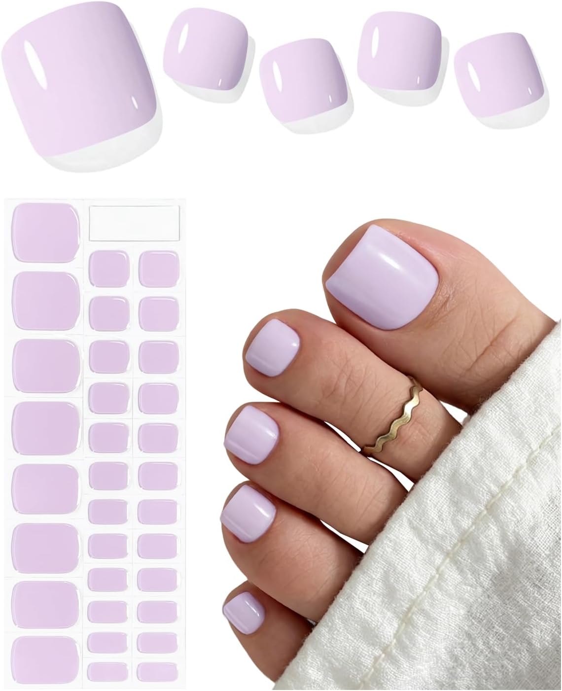 AutyaMee Semi Cured Gel Toenail Strips (Crimson Cat Eye T), 32 Pcs Gel Pedi Stickers, Wraps, Salon Quality, Sun-Cured or UV-Cured