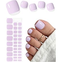 AutyaMee Semi Cured Gel Toenail Strips Pale Pink T, 32 Pcs Gel Pedi Stickers, Wraps, Salon Quality, Sun-Cured or UV-Cured