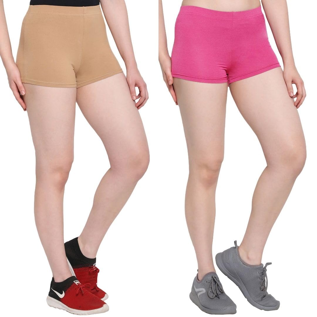 OUTFLITS Ladies Cotton Spandex Boyshorts Underwear Solid Boxer for Women