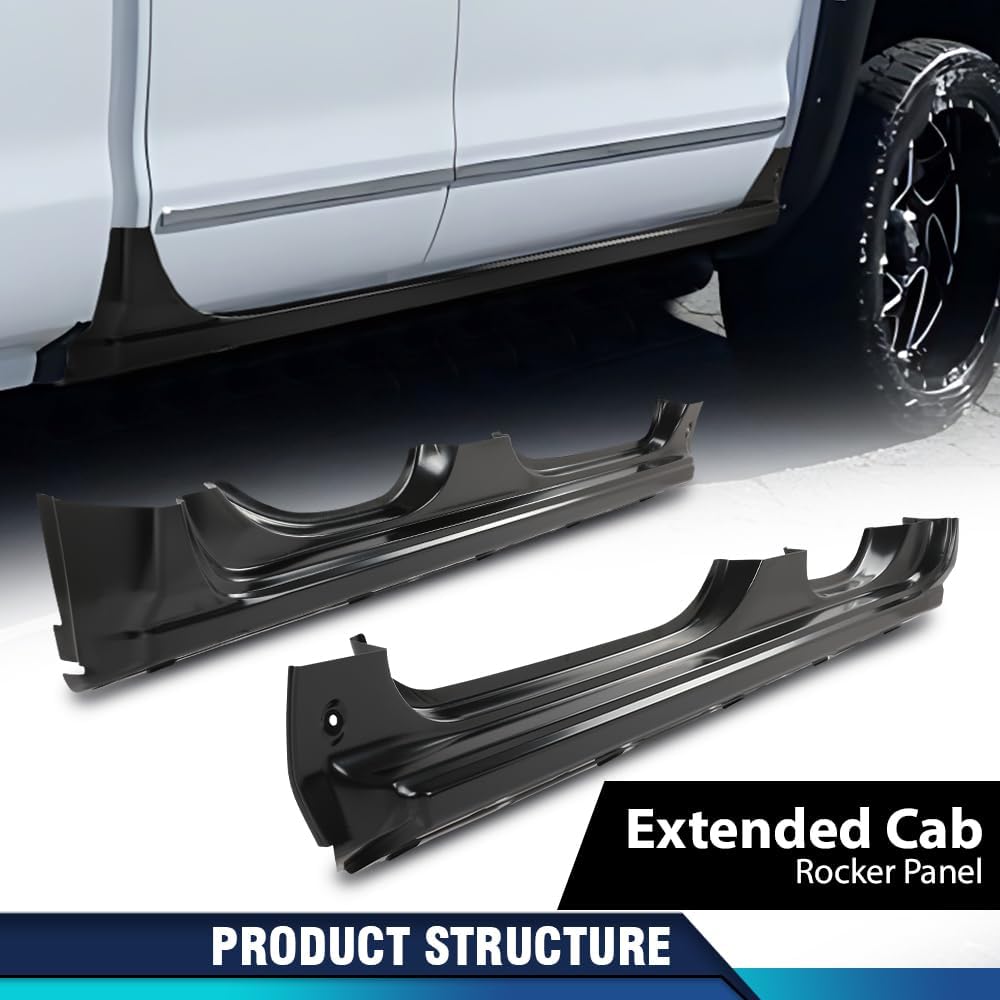 PIT66 Rocker Panel Compatible with 2014-2018 Chevy GMC Pickup Silverado Sierra Extended Cab, Not Fit the Crew Cab