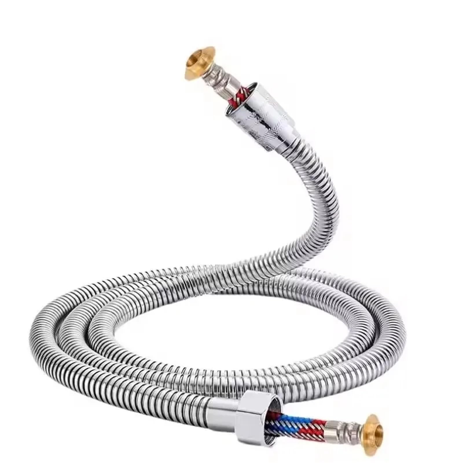 1.5/2/3Meters Stainless Steel Braided Inner Pipe Flexible Shower Hose High Pressure Explosion-Proof Bathroom Extension Tube(2.0m)