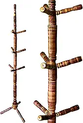 Cabideiro de Chão Mancebo Envernizado Arara 10 Ganchos Madeira Organizador para Roupas Casacos Bolsa