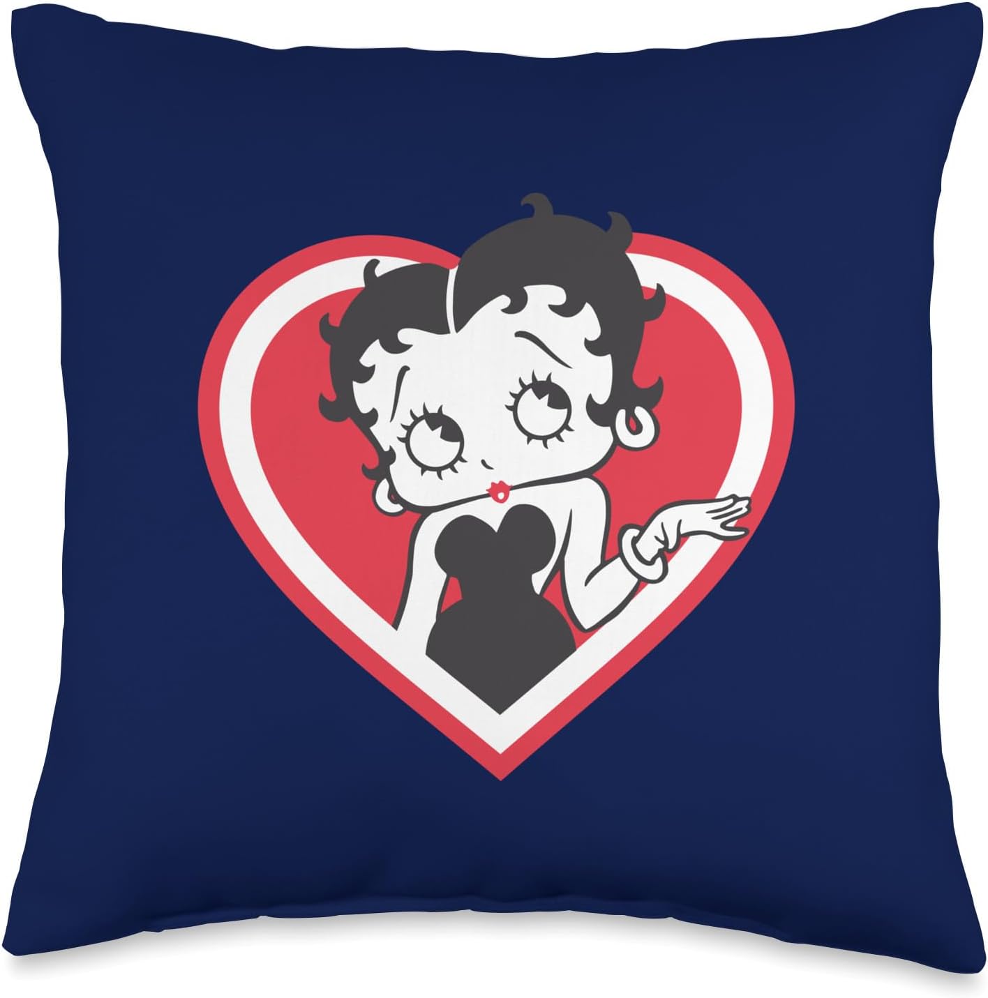 Betty Boop White and Red Heart Cute Thinking Pose Throw Pillow
