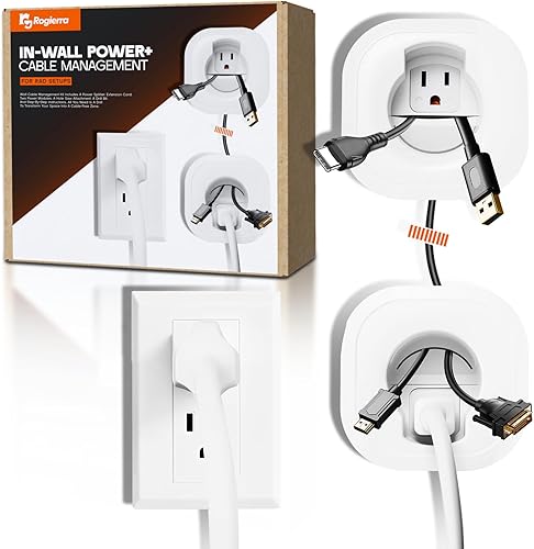 Miniatura 1 de Kit de gestión de cables en la pared, incluye gestión de cables de alimentación y bajo voltaje, oculta los cables fácilmente con diseño precableado