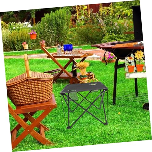 Table de camping pliante avec porte-gobelets et cadre en métal robuste
