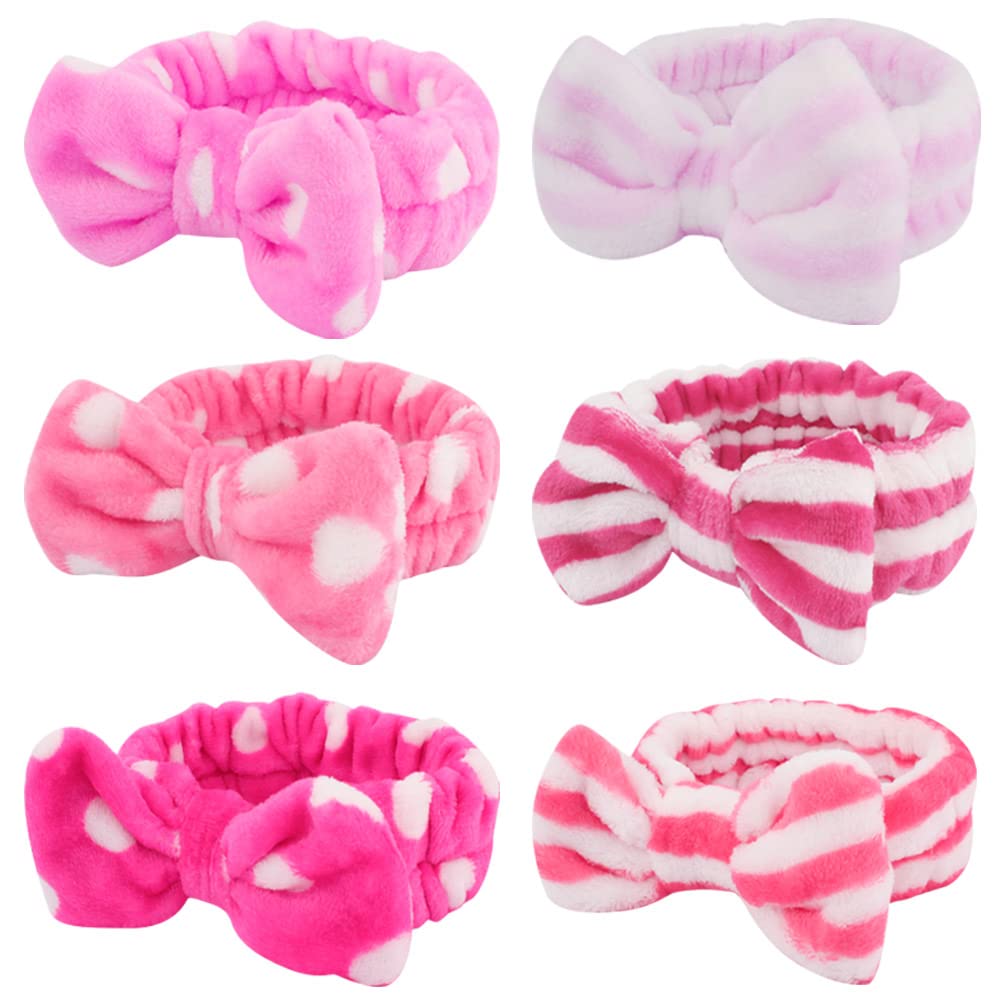 WHAVEL 6 Pack Pink Spa Headband Makeup Headbands Soft