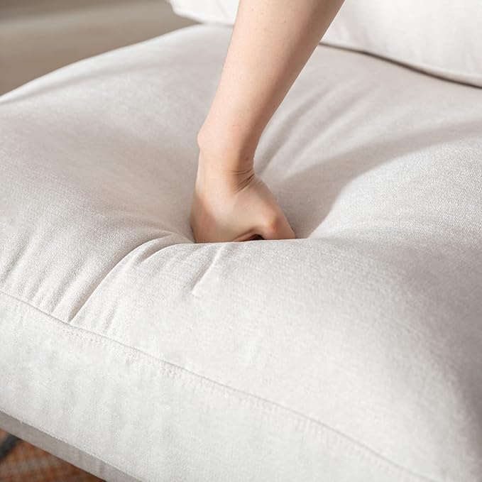 Sillón Lounge Tela Chenille Beige Metal Negro miniatura 4
