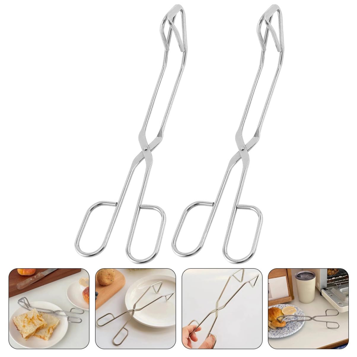 Sosoport 2Pcs Professional Grill Tongs with Heat Insulating Handle for Bbq Cooking Food Tongs for Steak Bread Pasta and Salad for Home and Outdoor Use