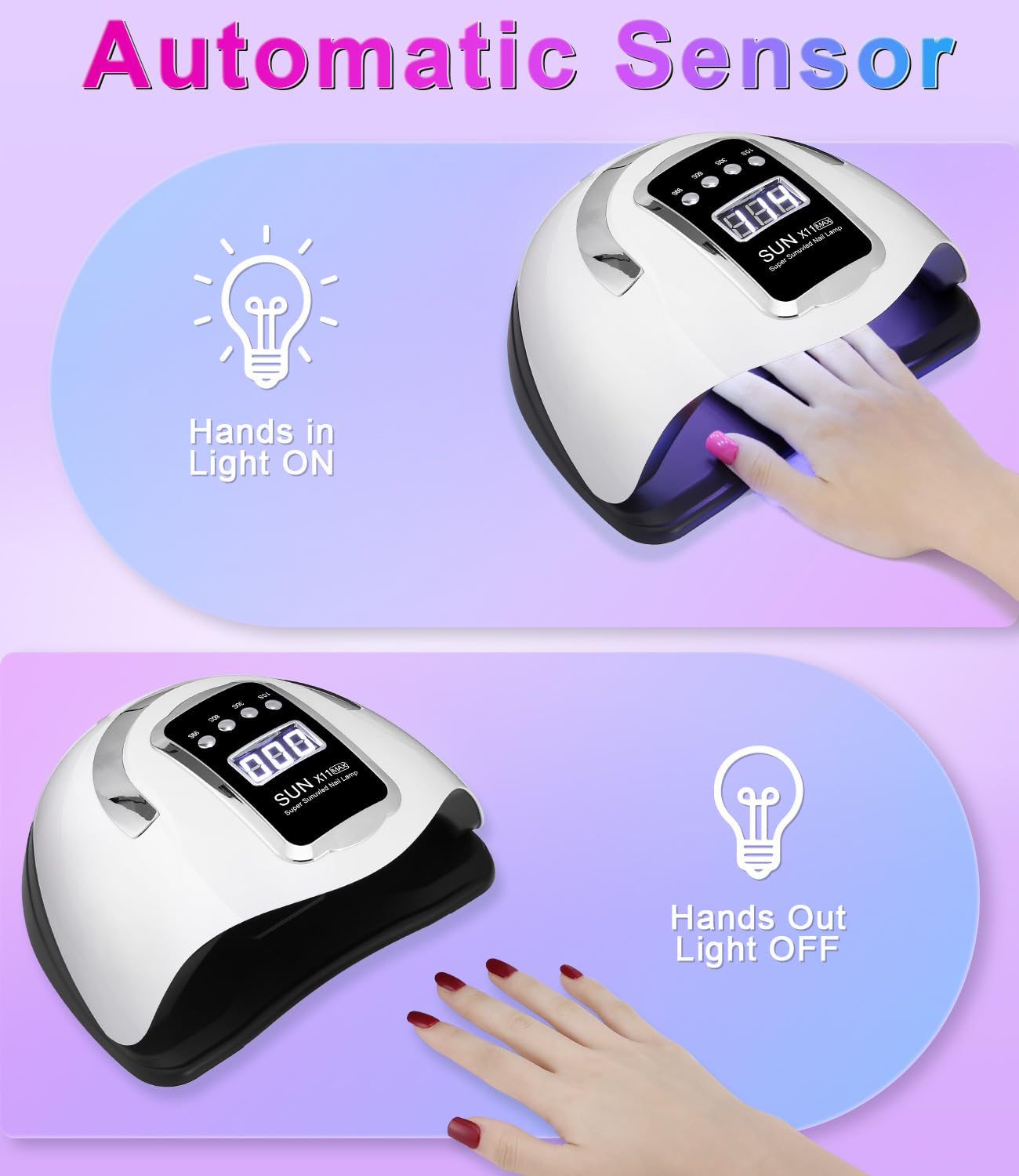 Lampada UV LED Unghie, 280W Professionale Semipermanente Curare Rapidamente Pedicure Fornetto Unghie per Tutti i Smalti, Automatico Sensore e Schermo 4 Timer per Manicure a Casa e in Salone