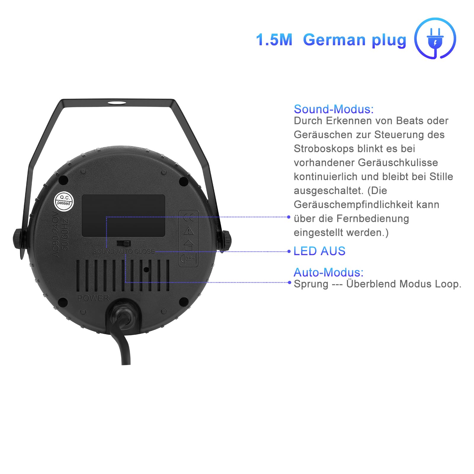 Telbum Stroboskop, Halloween Mini Stroboskop Blitzer für Parteien, Superhelle 54 RGB LED Strobe Lights mit Fernbedienung, Sound Aktiviert, Speed Control Blinkendes Licht für Raum DJ Bühne Partei 1Pack