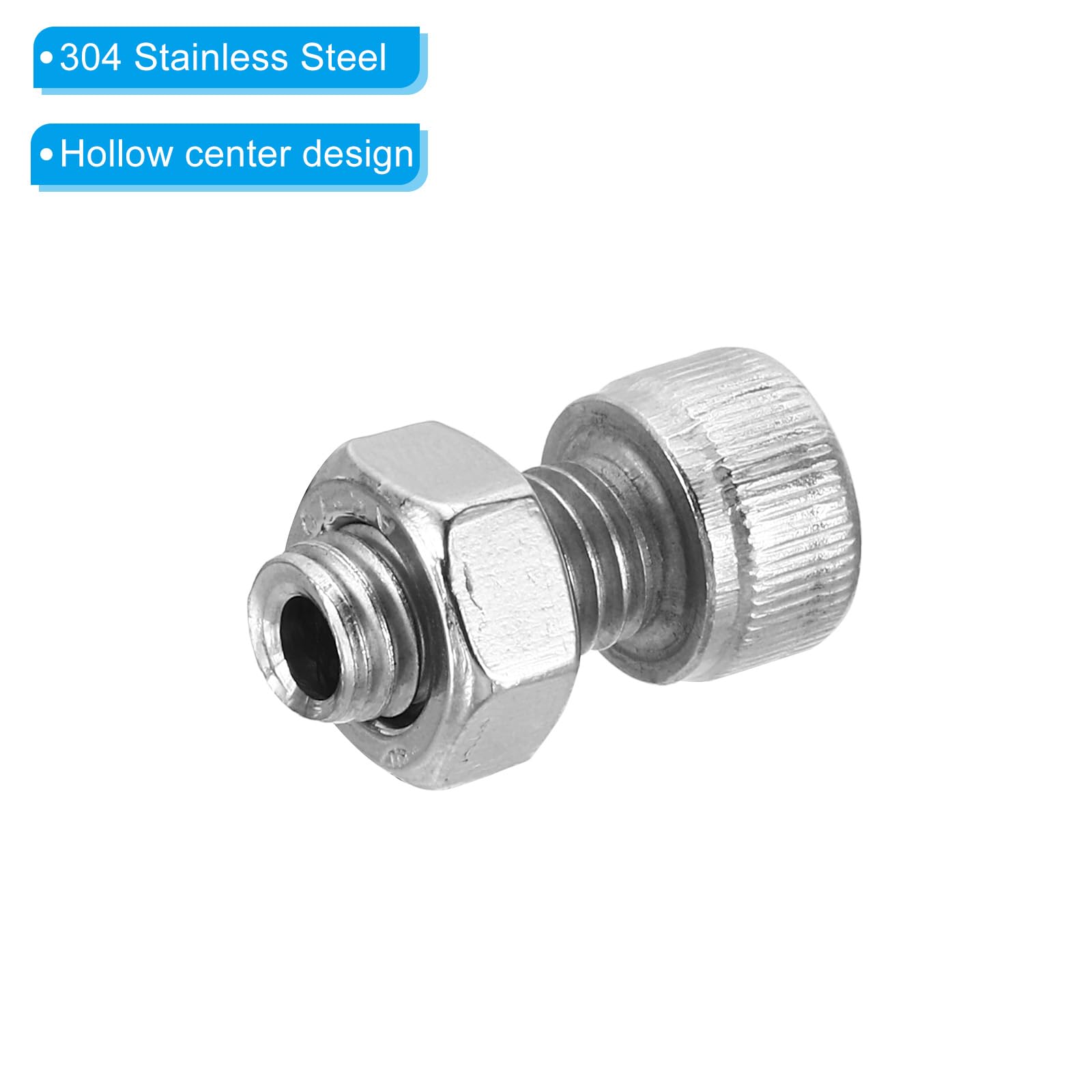 PATIKIL M8x16mm 304 Stainless Steel Hollow Bolt - Image 4