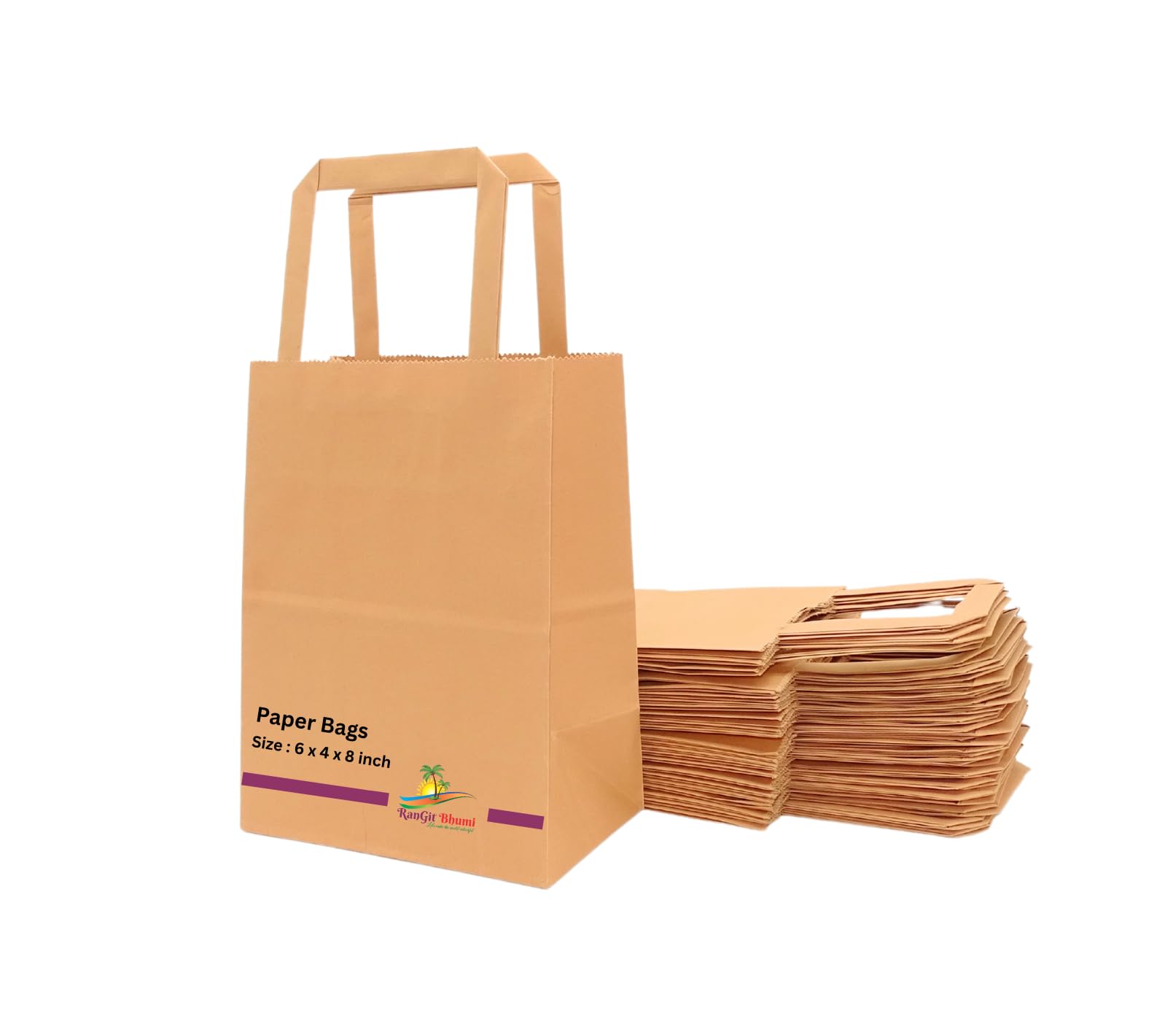 RanGit Bhumi- Gift Paper Bags 20pcs 6"x8"x4" Small Party Favor Goodie Candy Birthday Return Gift Bags, Brown Paper Carry Bags, Gift Covers (20) (B0B94LXS4S) Amazon Price History, Amazon Price Tracker