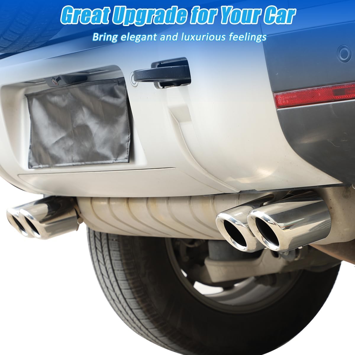 Stainless Steel Car Exhaust Pipe Noise Canceller Cover Stickers For Land Rover Defender 90 110 2020-2024 Auto Pipe Throat Exhaust Outputs,Tail Throat Vent Decorative Accessories (Silver)