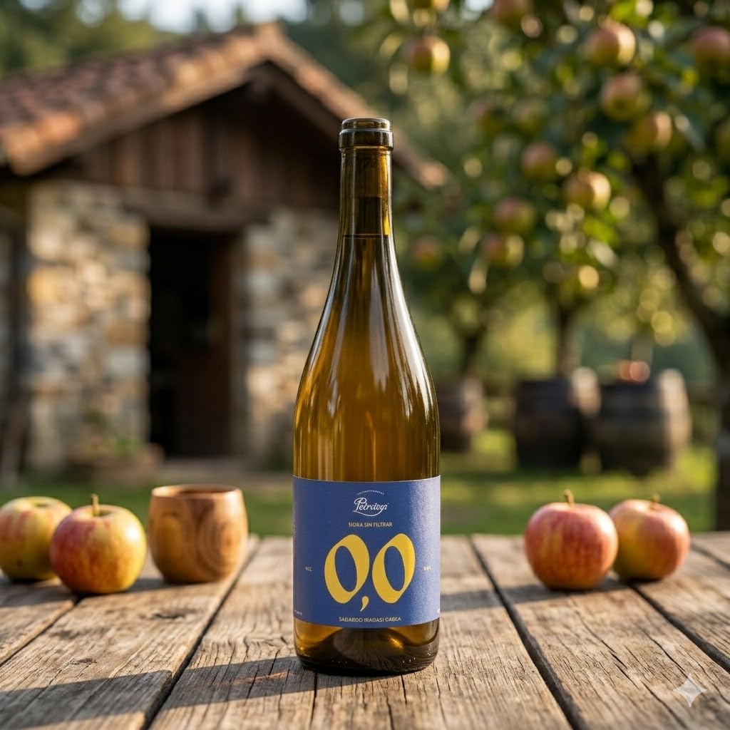 Sidra Petritegi 0,0% Sin Alcohol Sin Gluten 75 cl | Sidra Natural Asturiana/Euskadi en Botella | Bebida Refrescante Vegetariana (Pack 6)