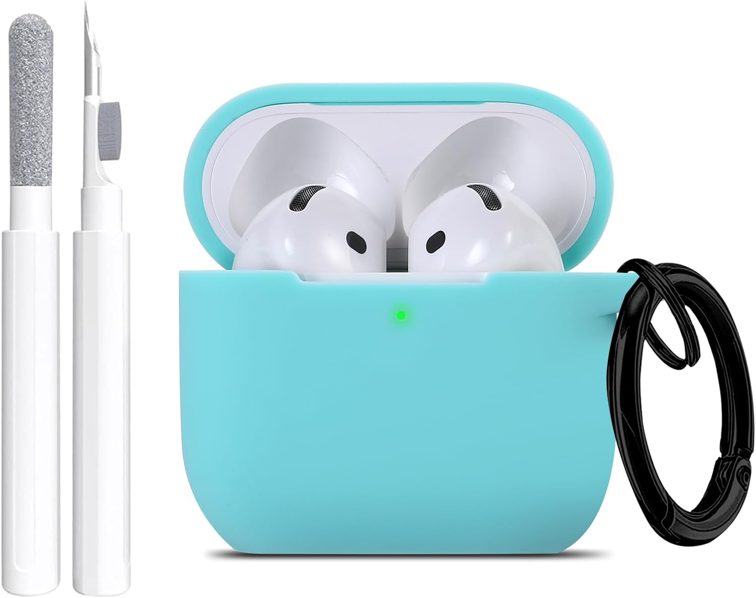 Maxjoy for Apple Airpods 4th Generation Case Cover(2024), Silicone Case with Cleaner Kit & Keychain Compatible Compatible with Airpods 4 case for Women,Men(Mint Green)