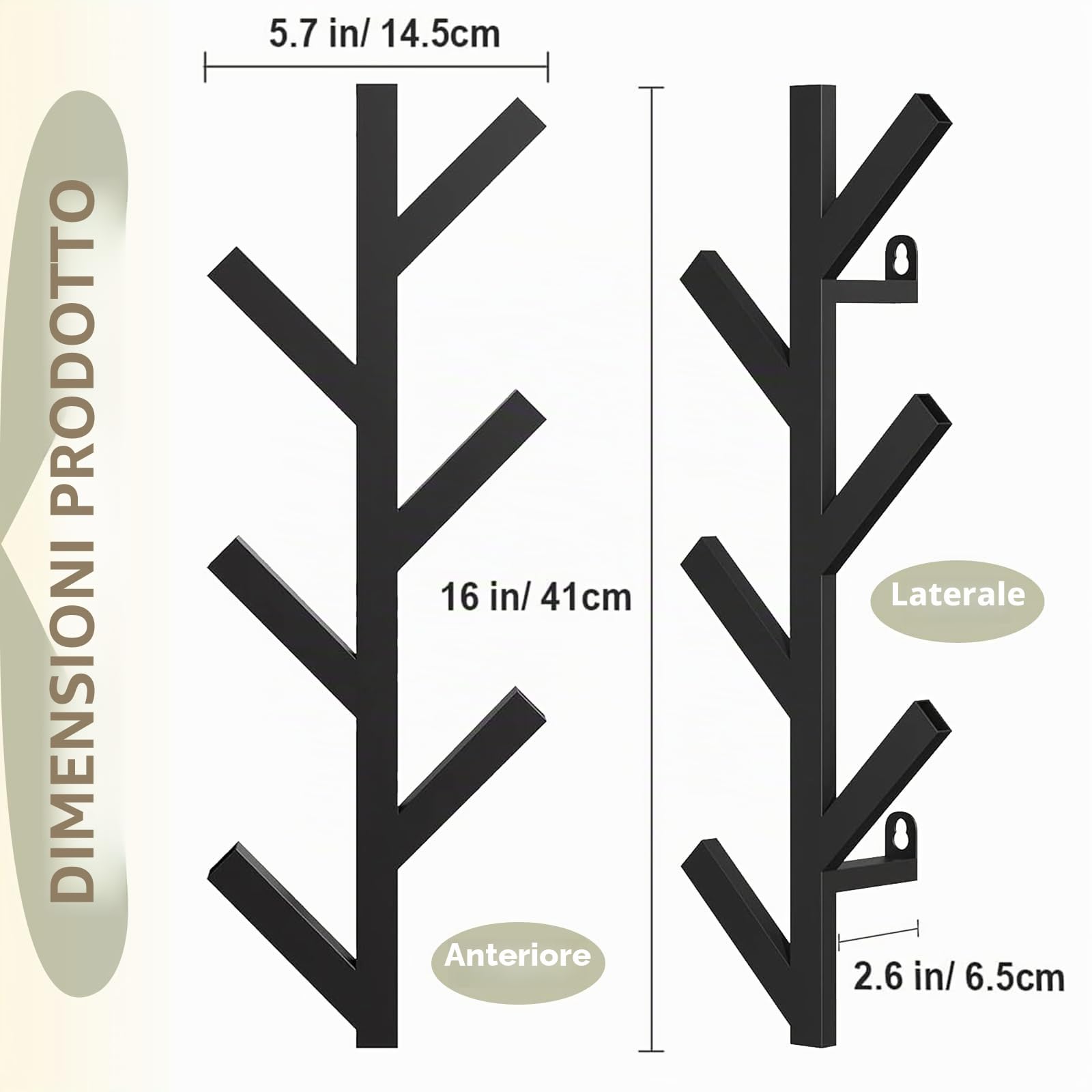 Funvalley Surperfect 2Pack Appendiabiti da Parete, Appendiabiti a Forma di Albero per Ingresso, Appendiabiti a Muro in Metallo con 12 Ganci per Vestiti, Sciarpe, Borse per Casa o Ufficio