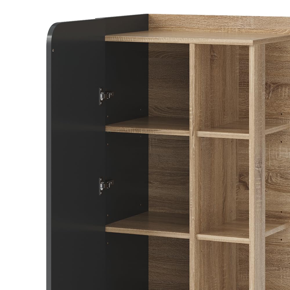 Vicco Mueble Midi Karen, Sonoma/Antracita, 50 x 128 cm con Puerta y Compartimentos Abiertos, para Guardar artículos de baño y Toallas