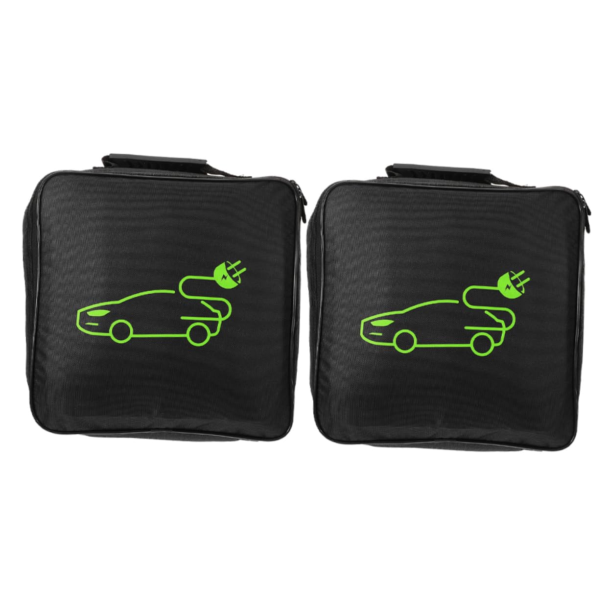 Tofficu Bolsa Organizadora Portátil para Cables de Carga Coche Eléctrico, Resistente E, Tamaño Compacto Cuadrado, 2 Unidades, Adecuado para Maletero y Viaje, Color Negro