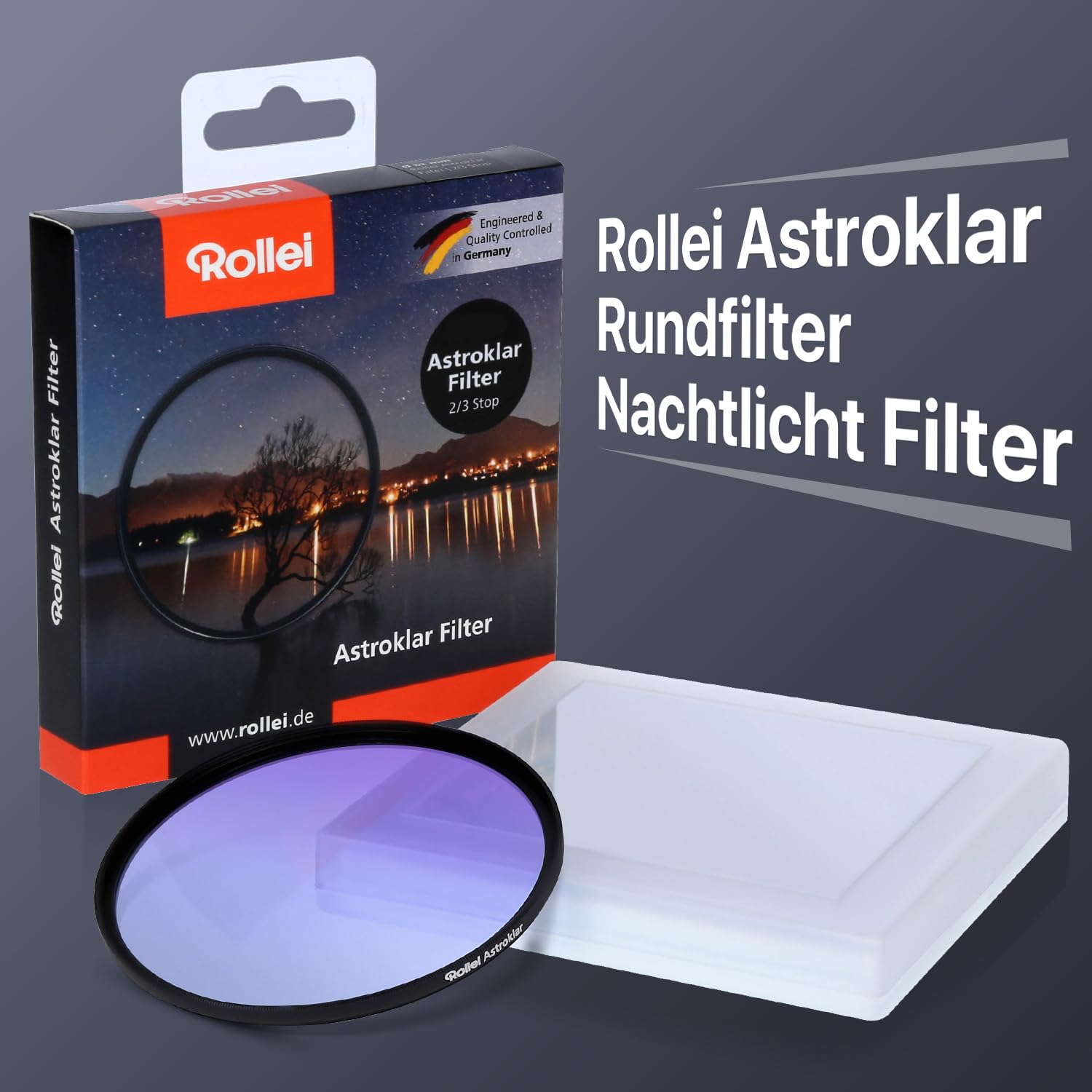 Rollei Astroklar Nachtlicht Light Pollution Filter – 82mm Rundfilter Stadtlicht-Filter geeignet für Nachtaufnahmen, Astro-Fotografie der Milchstraße