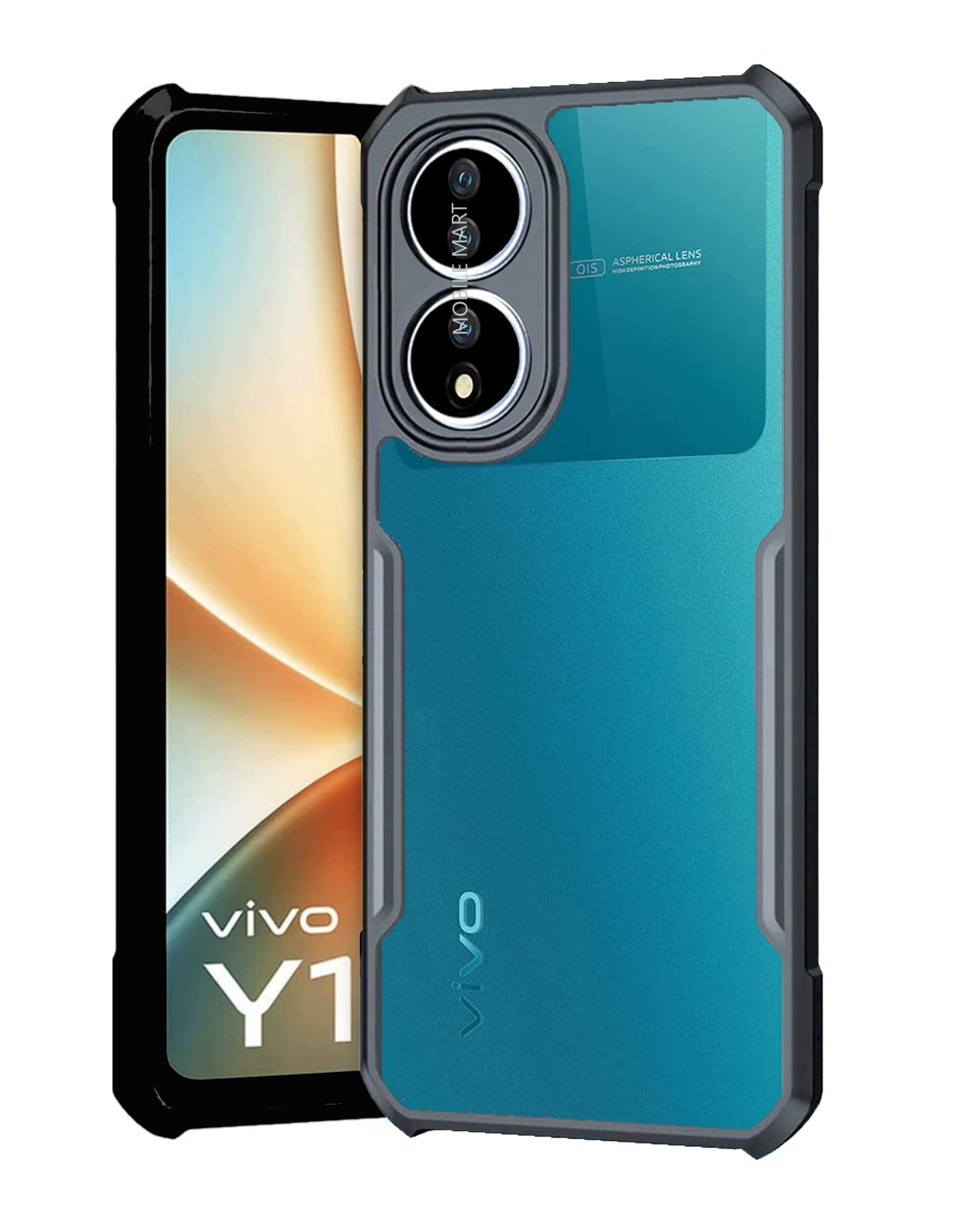 Mobile Mart Shockproof 360 Degree Protection Polycarbonate Crystal Clear Transparent Back Cover Case for Vivo Y100 5G, Vivo Y100A 5G, Vivo T2 5G - (Black Bumper) (B0BXLHVWRS) Amazon Price History, Amazon Price Tracker