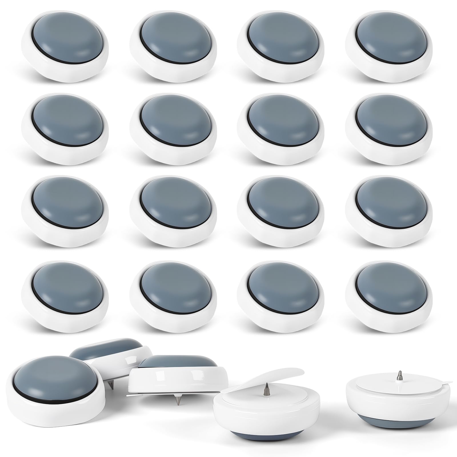 Shintop 20pcs 20mm Teflon Self-Adhesive Furniture Sliders with Short Nail,Glides with Nail,Chair Leg Floor Protectors,Furniture Pads for Easy Moving on Hardwood Floor,Carpet, Tile(Grayish Blue)