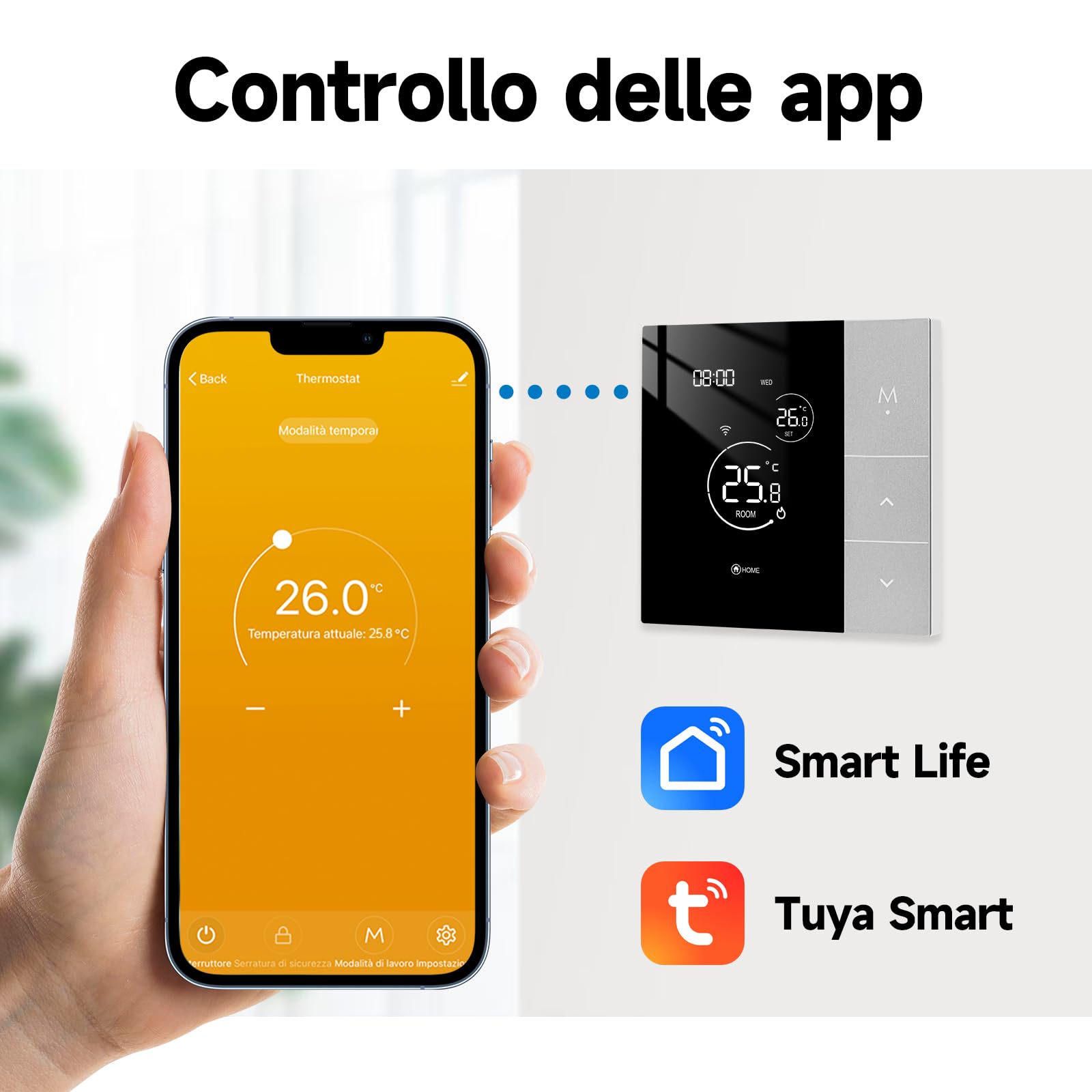 Tuya Termostato WiFi per Riscaldamento Elettrico,Termostati Intelligenti Programmabili Digital del Pannello di Tocco Grande Schermo per Riscaldamento Pavimento Compatibile Con Alexa 16A TGP508