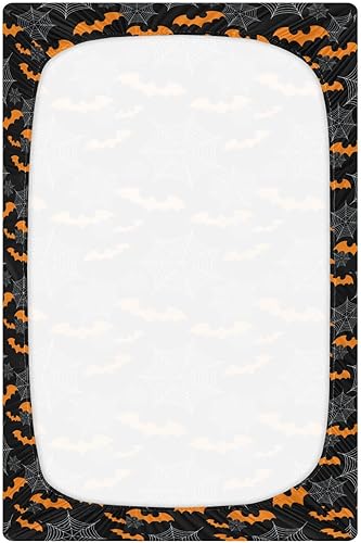 Miniatura 2 de Sábanas para cuna, suaves y transpirables de murciélagos de Halloween, para cuna, para niñas y niños, 52 x 28 x 9 pulgadas