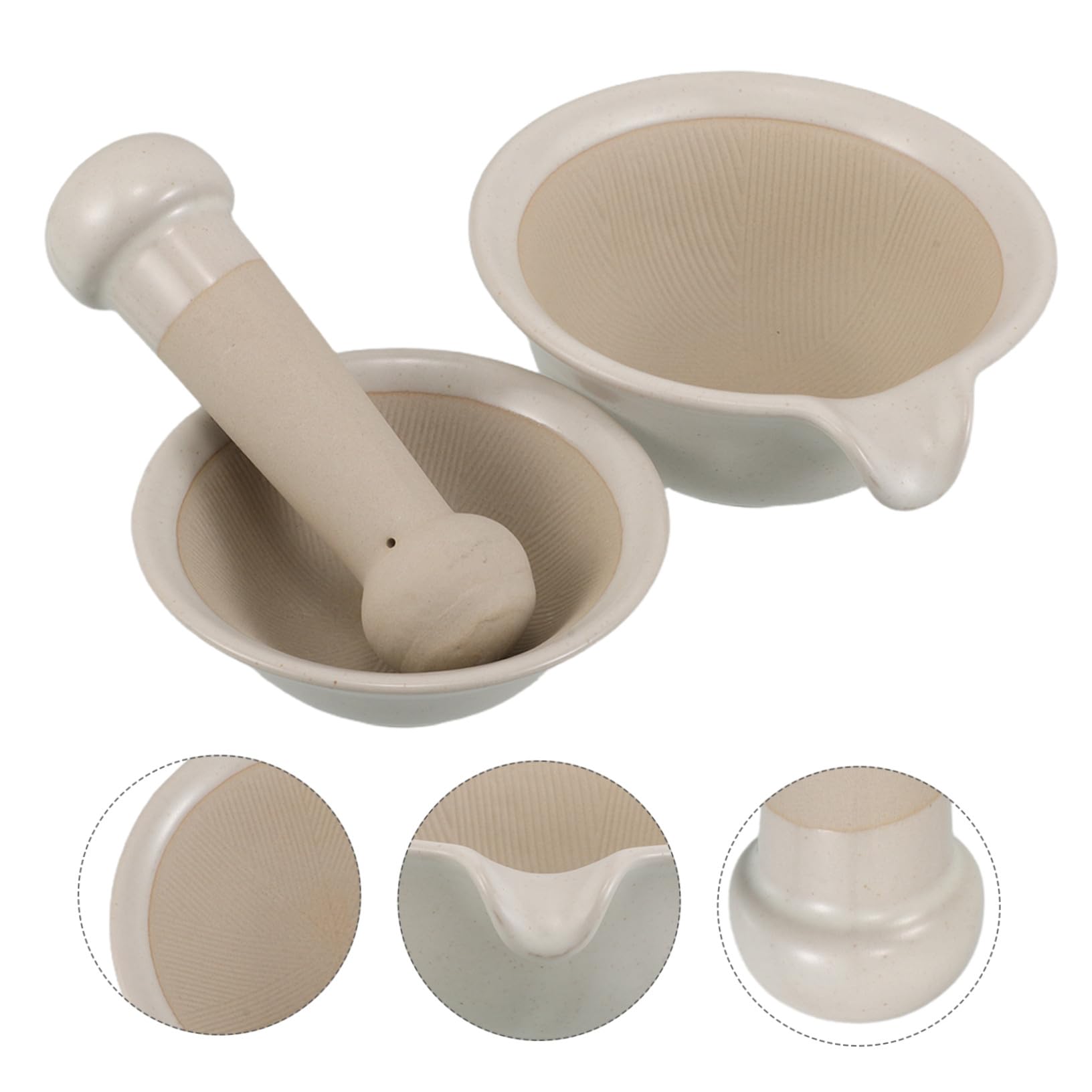 ULTECHNOVO Food Grinder Set Japanisches Design Keramik Babybrei Schüssel Mit Stampfer Stab Manuelle Herstellung Glatter Breie Für Kleinkinder Fütterung