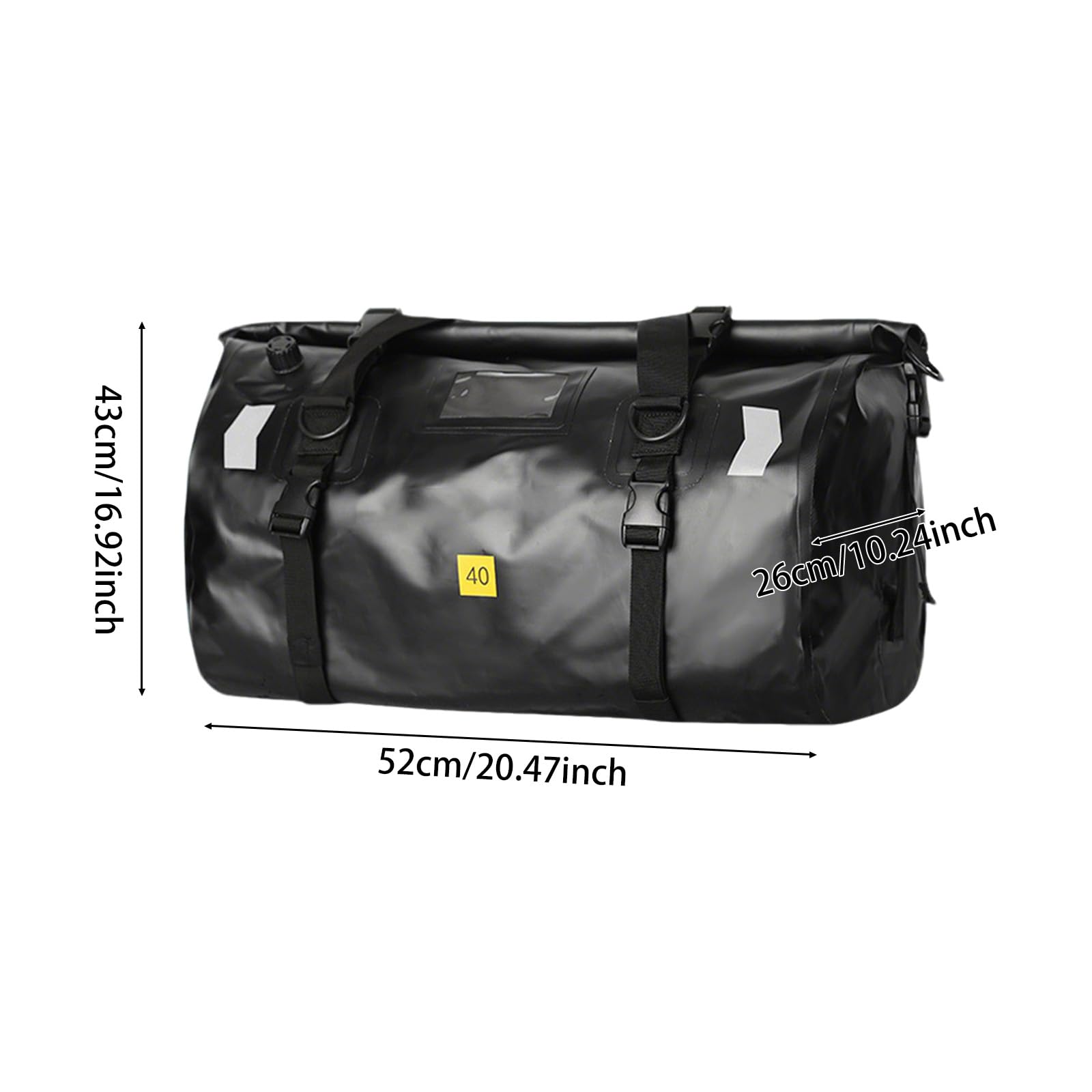 BORSA POSTERIORE MOTO IMPERMEABILE CAPACITA' 40 LT | Molteplici scomparti, borsa da moto con strisce riflettenti, 4 cinghie di fissaggio, ideale per touring, campeggio
