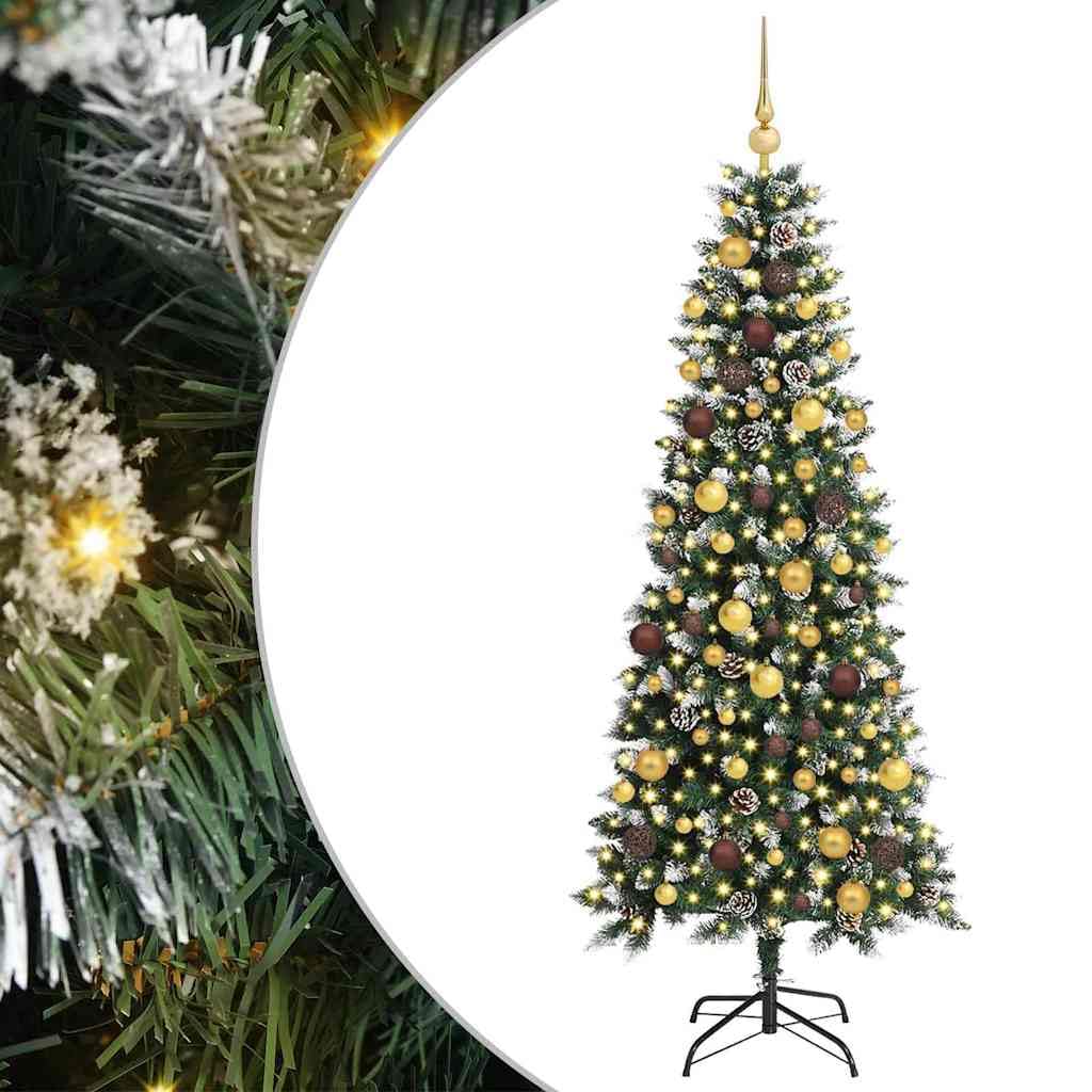 Sztuczna choinka, 180 cm zielona, z 300 diodami LED o ciepłej białej barwie, wytrzymała podstawa, PCW i stal, do użytku wewnątrz i na zewnątrz, łatwy montaż, świąteczna dekoracja