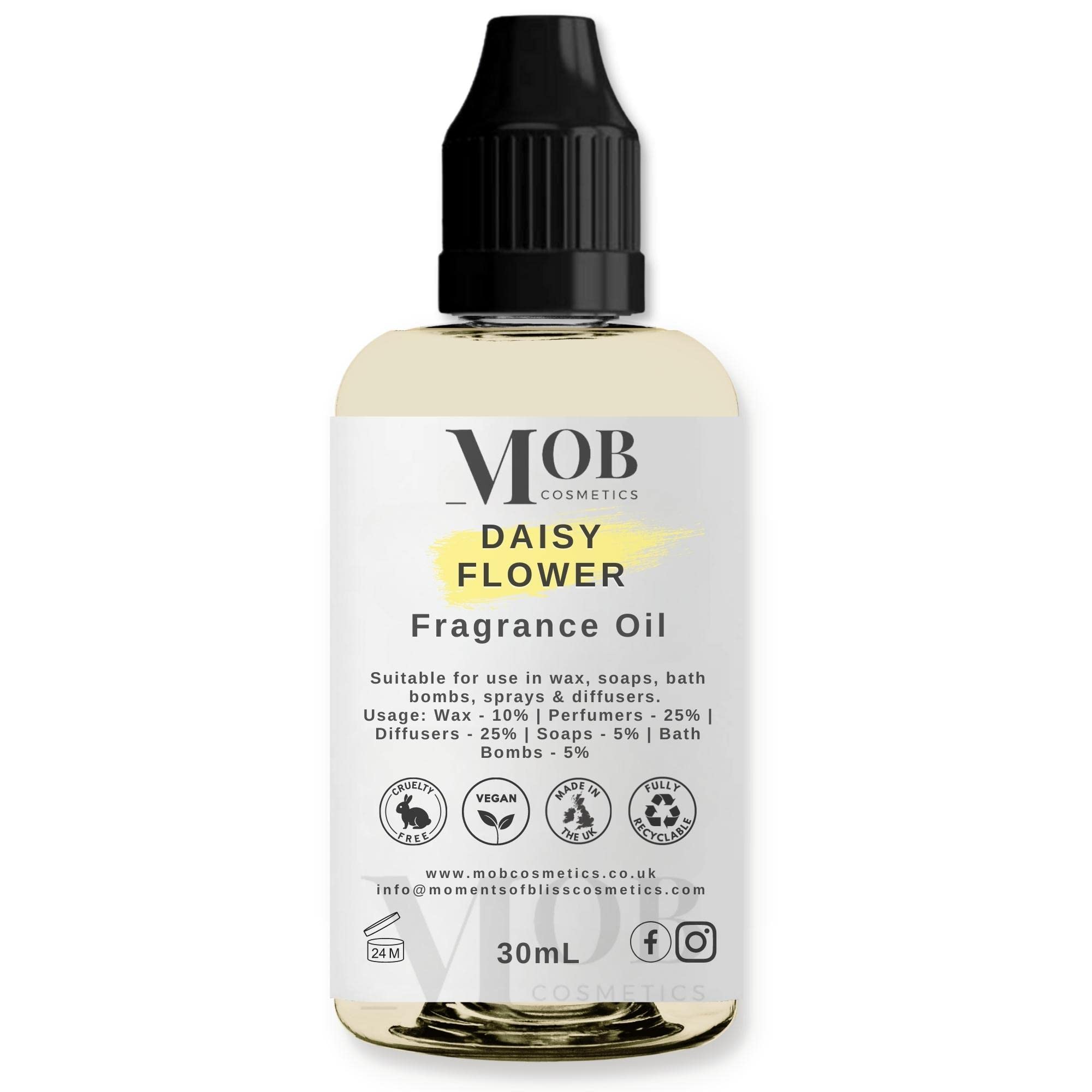 Dasiy Flowers Luxury and Designer Fragrance Oil | Highly Concentrated | Perfect for Candles, Soaps, Bath Bombs, Diffusers, Wax Melts | UK Made | Vegan (Daisy Flowers, 30ml)