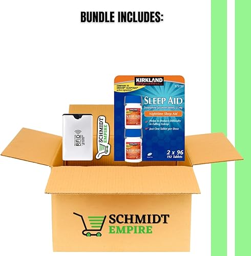 Miniatura 2 de Kirkland Signature Sleep Aid Succinato de doxilamina de 25 mg (2 frascos, 96 pestañas en total 192 tabletas) + 1 protector de tarjeta SchmiidtEmpire