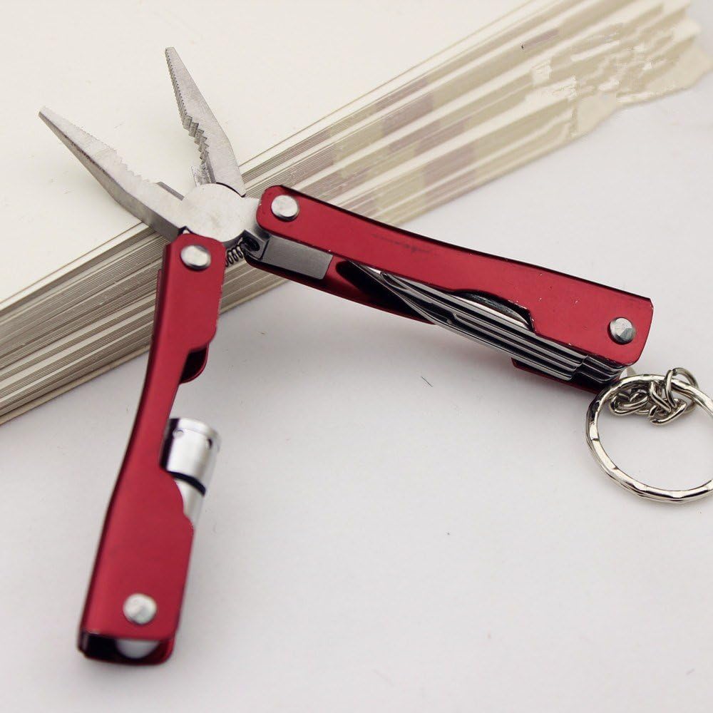 Shopstar 9 in 1 Multi-Functional Hand Tool Kit Keychain Pocket Size Multi Plier with In-Built Torch - Multicolor