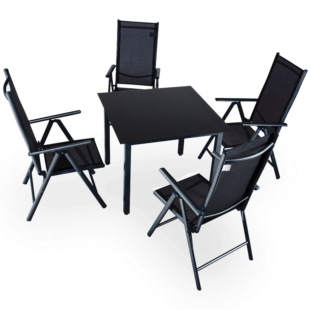 CASARIA® Sillas de Jardín Plegables Set de 2 Respaldo Alto Ajustable en 8 Posiciones Reclinables Aluminio Resistentes Intemperie Carga 120Kg Estables Exterior Terraza Balcón