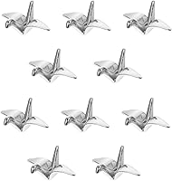 Milisten 10Pcs 3D Origami Crane Charms - Japanese Paper Bird Jewelry for DIY Necklace Bracelet Hairpin Vintage Silver Tone