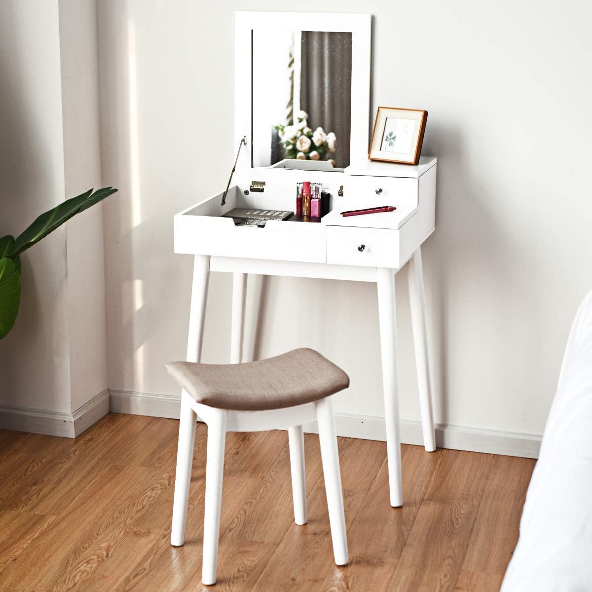 Vanity Table Set with Mirror Stool
