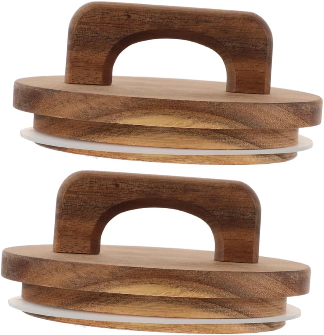 Zerodeko 2pcs Wooden Jar Lids with Silicone Seal Airtight Food Storage Lids for Glass Jars Acacia Wood with Handle for Crafts Kitchen Organization Zerodeko 2pcs Wooden Jar Lids with Silicone Seal Airtight Food Storage Lids for Glass Jars Acacia Wood with Handle for Crafts Kitchen Organization