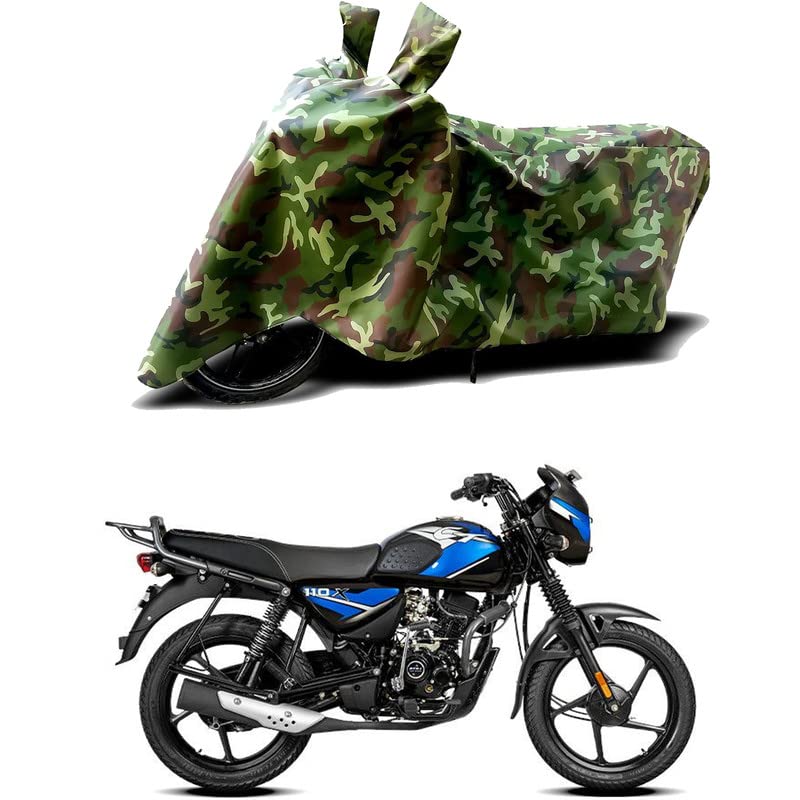 Image of 100% Water Resistant Bike Scooty Two Wheeler Body Cover Compatible for Bajaj CT 110X Kick Start /UV-Rays /Heat Protection /Birds Dropping /Scratchproof /Dust Proof /Waterproof /All [Green MJ]