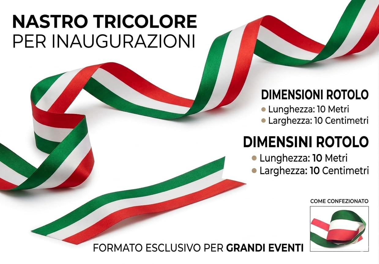 Cinta tejida Italia Tricolore 10 cm X 10 M, verde, blanco y rojo, unidad