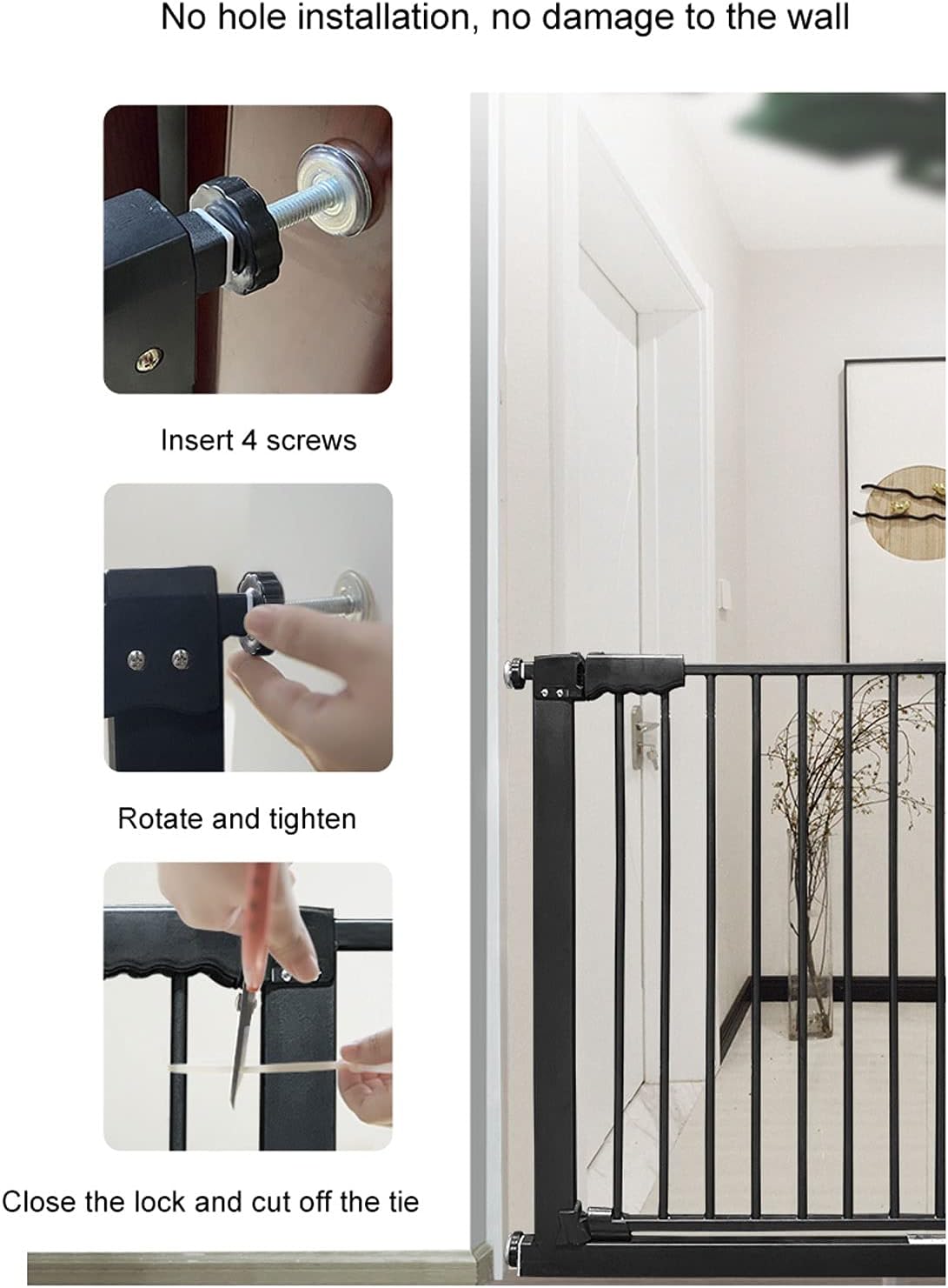 Pet Playpen Pets Dog Cats Gate Fence Net Indoor Dog Fence Safe Pet Dog gate Safety Enclosure Animals Fence (Size : L) ()