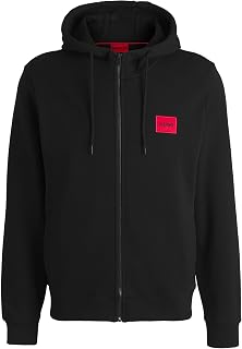 Hugo Herren Regular Fit Square Logo Jersey Hooded Zip Up Sweatshirt Kapuzenpullover (1er Pack)