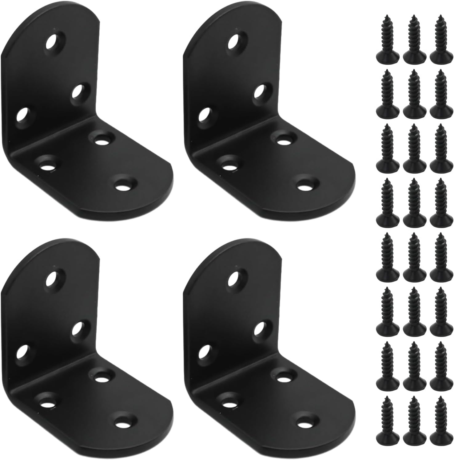 Stainless Steel Joint Right Angle Bracket, 4 Pcs L-Shaped Heavy Duty Steel Corner Brace with Mounting Screws, Replacement for Supporting Hanging Floating Objects for Display or Storage