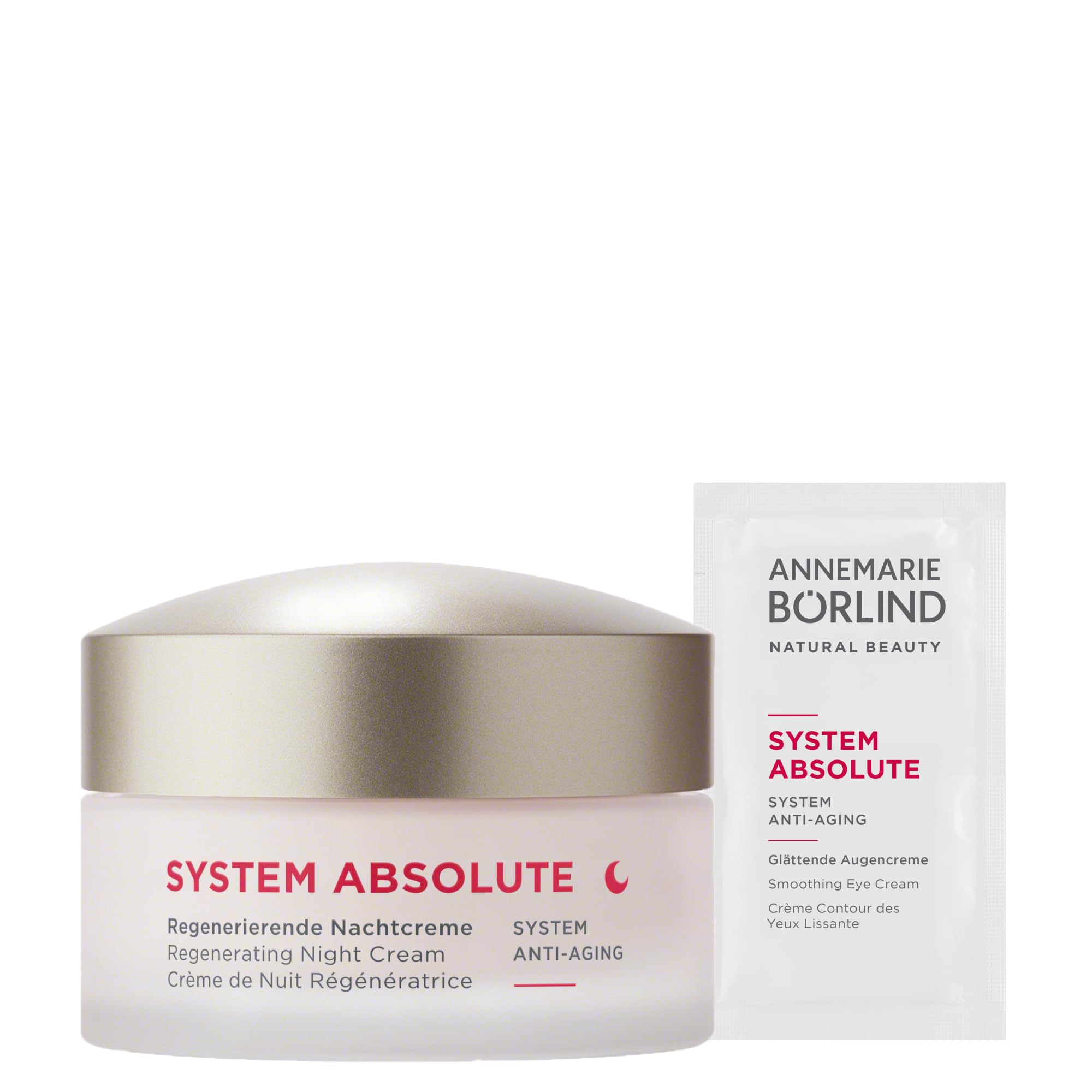 ANNEMARIE BÖRLIND System Assoluto System, crema da notte rigenerante anti anti invecchiamento (50 ml) + sistema gratuito, crema per gli occhi levigante in bustina, attiva la produzione di collagene ed