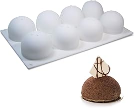 Sphere Silicone Half Sphere Round Baking Mould Kitchen Mould for Mousses, Hot Chocolate Balls, Pudding, Cakes (8 Cavities)