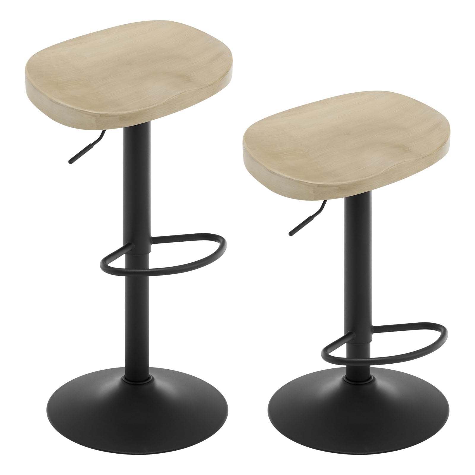 WOLTU Barhocker, Hocker höhenverstellbar drehbar, mit Sattelsitz Fußstütze, Drehhocker aus Massivholz Metall, Küchenhocker Schminkhocker Arbeitshocke