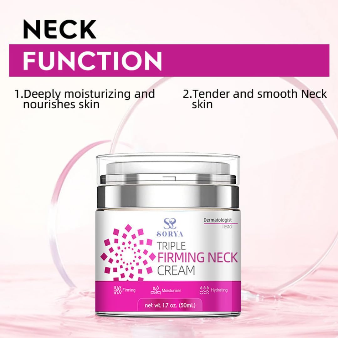 SORYA Neck Firming Moisturizer with Retinol, Collagen & Hyaluronic Acid – Anti-Aging Cream to Help Smooth the Look of Wrinkles & Crepey Skin – Nourishing Hydration for Day or Night Use