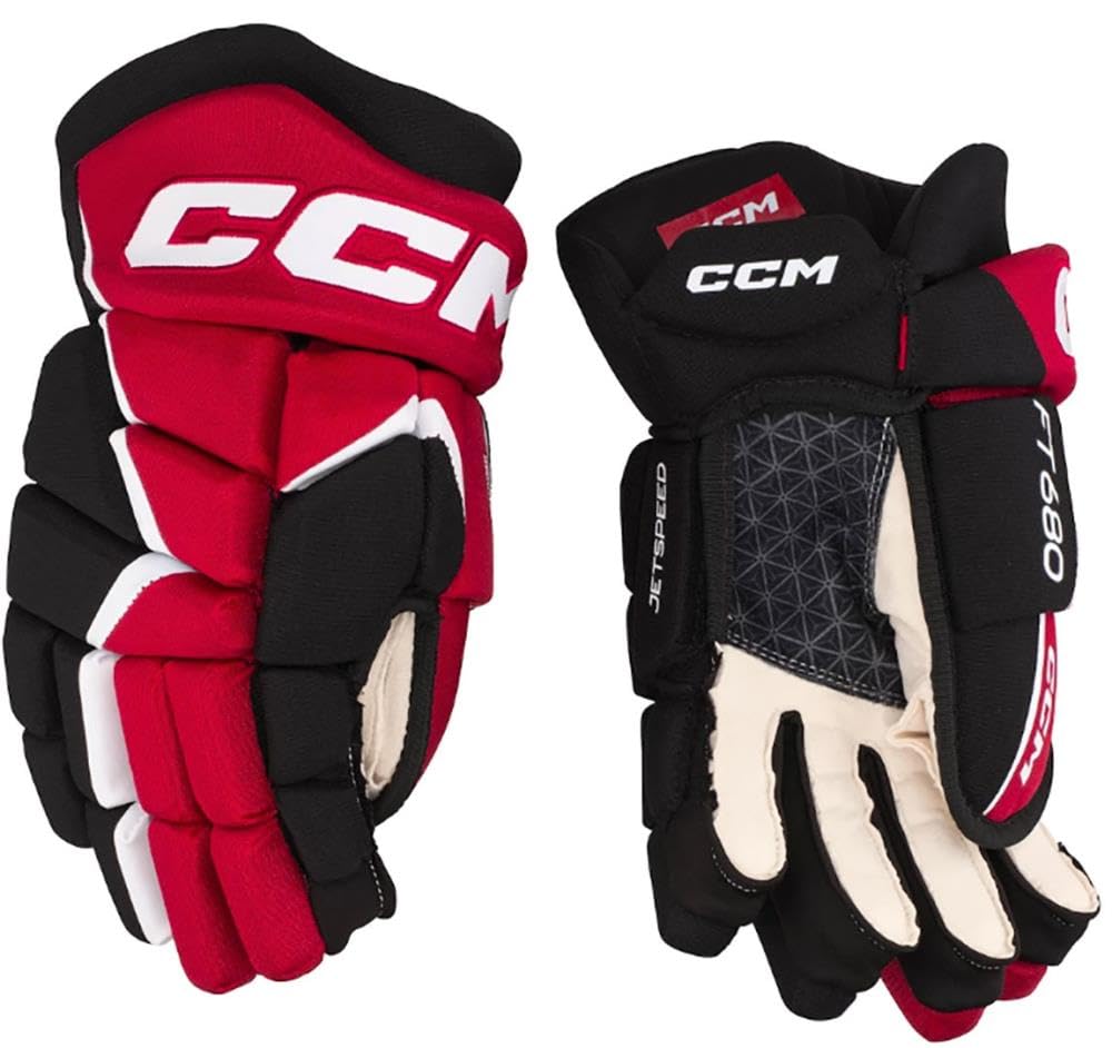CCM Jetspeed FT680 - Guanti junior, colore: nero/rosso/bianco